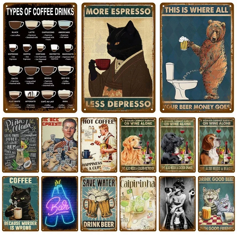 Vintage Tin Sign Home Decor Items Wall Decor Art Wall Mural Room Decoration Items Decor Men Retro Metal Sign Plate Bar Posters