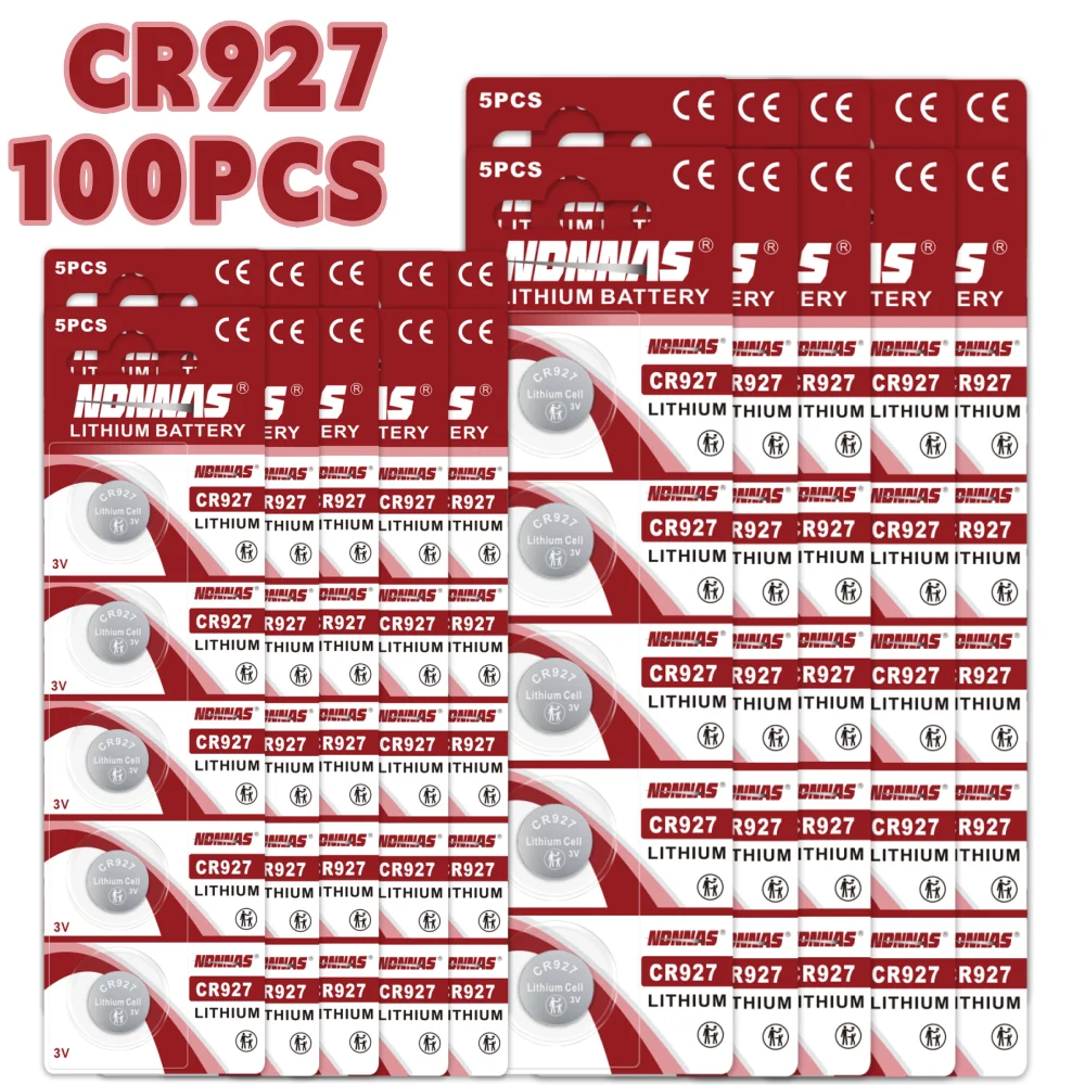 5-100Pcs CR927 3V 30mAh Lithium Coin Cell Button Battery DL927 BR927 Compatible For Watch Key Fob Remote Clock Electronic Device