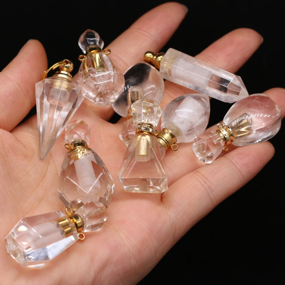 3pcs Natural Stone Perfume Bottle Pendant Charms Women Essential Oil Diffuser for Making DIY Jewelry Necklace Party Gift