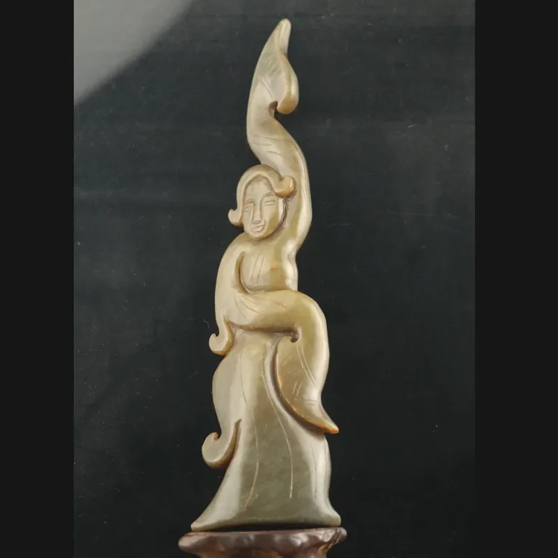 

China Natural hetian Jade Hand Carved statue tang dynasty dancer woman pendant r