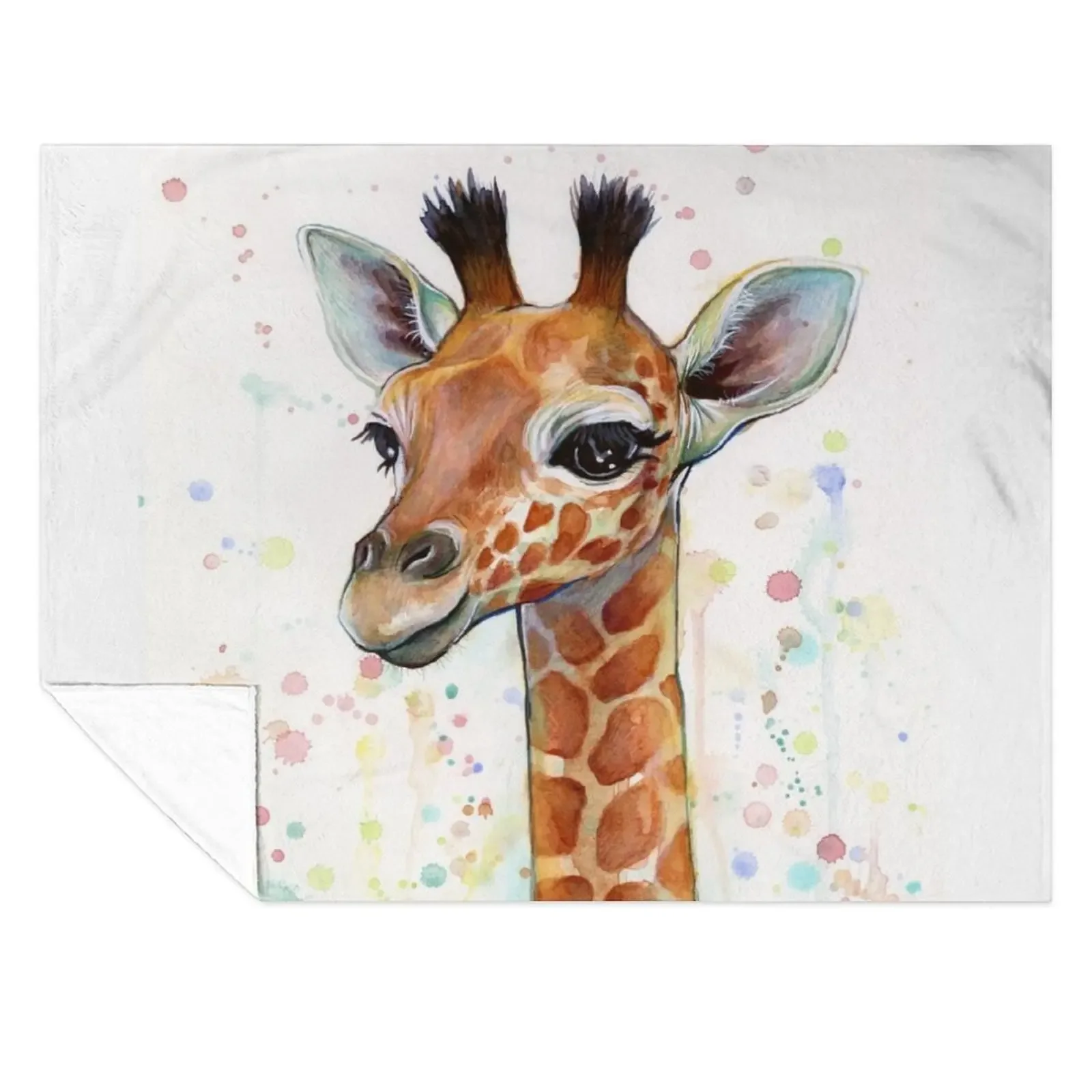 

Baby Giraffe Watercolor Painting, Nursery Art Throw Blanket Bed Furry Sofas Fashion Sofas Blankets