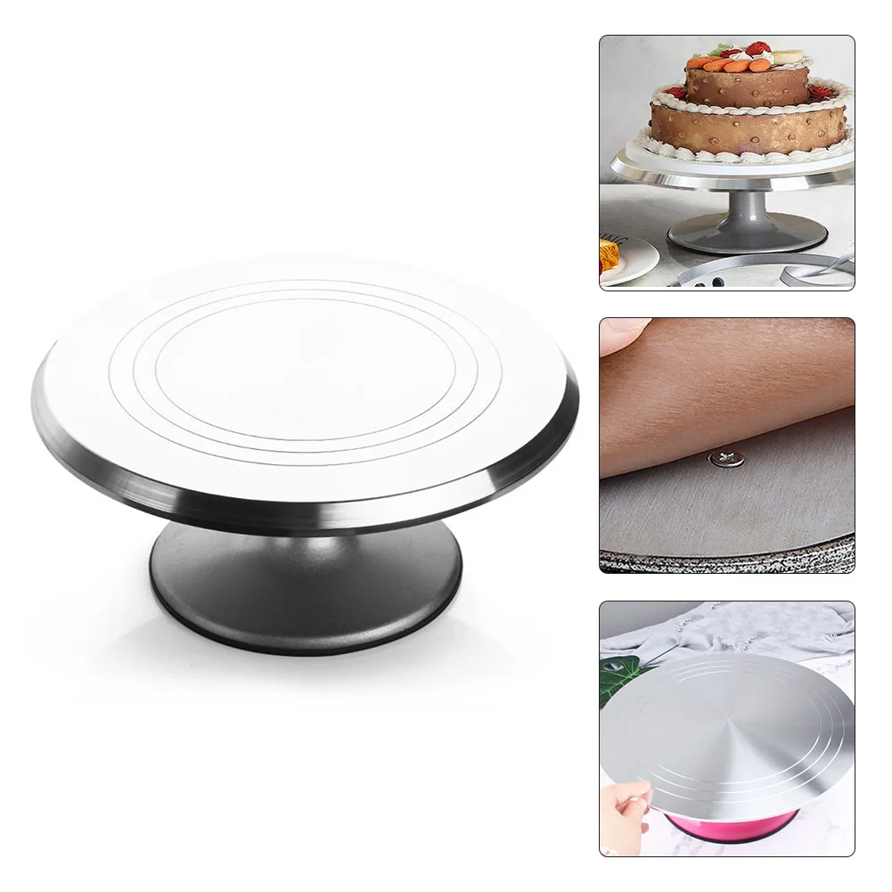 Cake Stands Cake Decor Turntable Wedding Supplies Aluminum Bearings Cake Turntable Non-slip Silicone Bottom 10inch