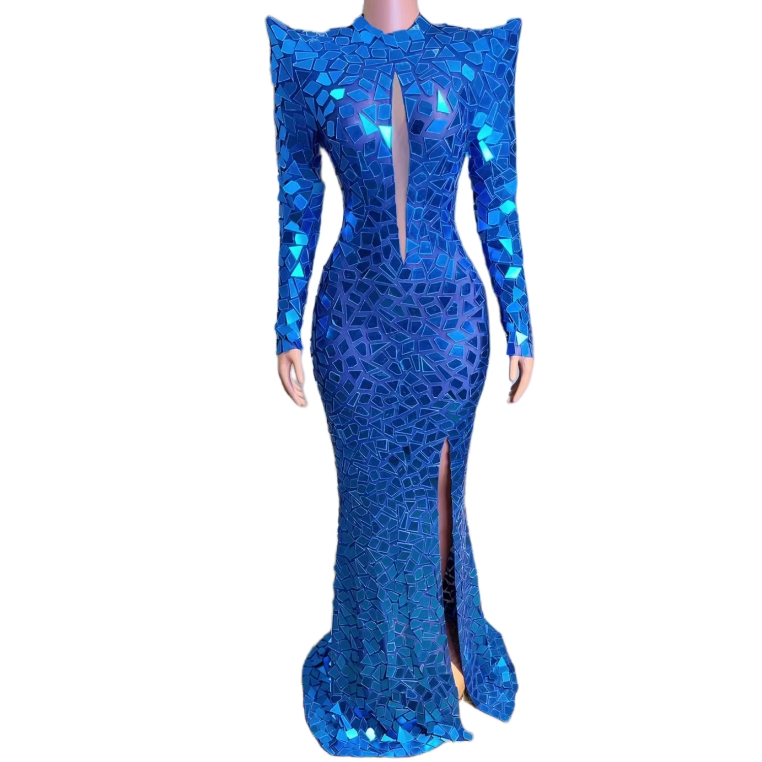 Festival Parties Nightclubs Celebrate Models Performance Costumes Women Lenses Sleeves Long Skirts Rhinestones Birthday Dresses