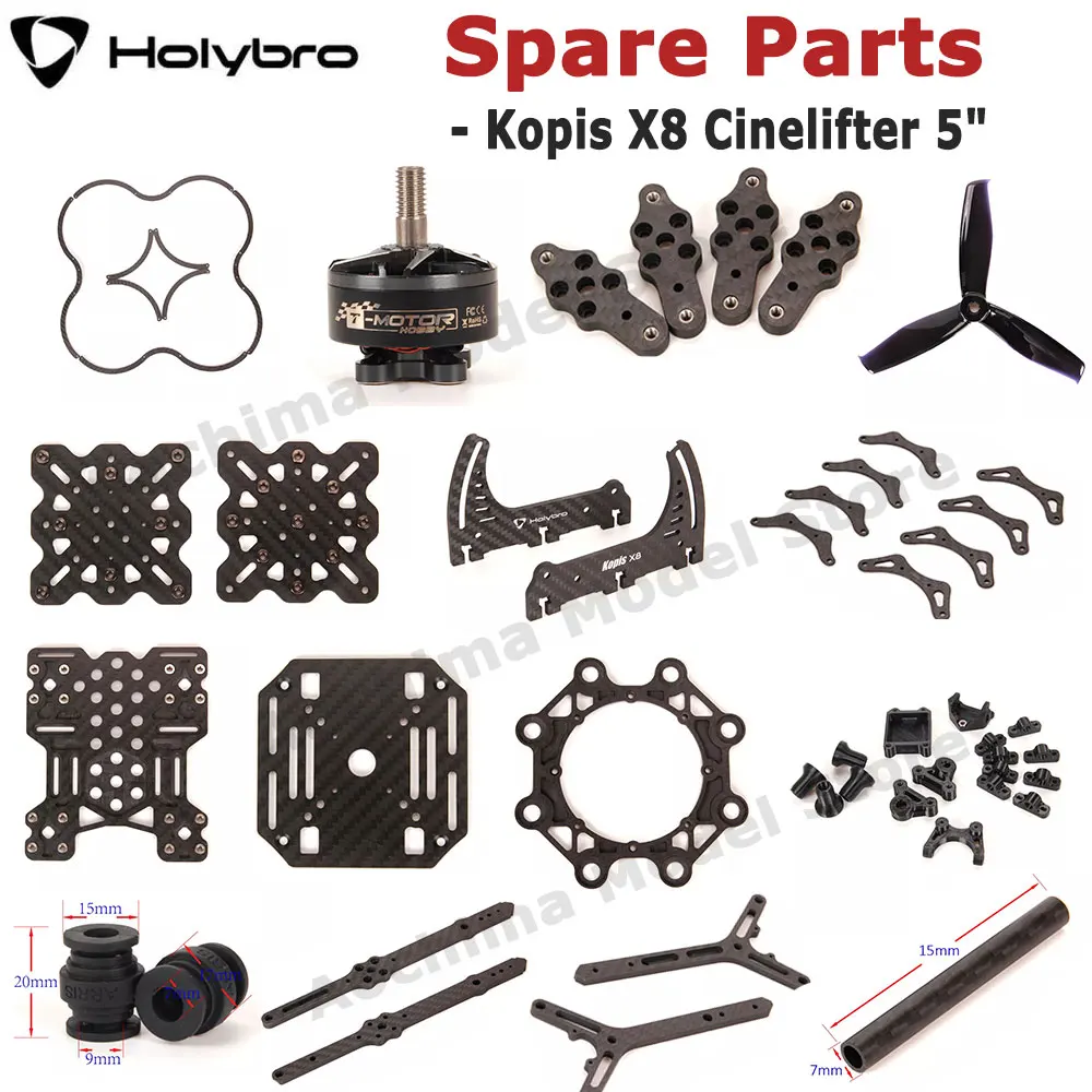 

Holybro Kopis X8 Cinelifter 5" Caged/Ducted Spare Parts Top/Bottom Plate F60 1750KV Motor Carbon Fiber Cage 5055S-3 Propeller