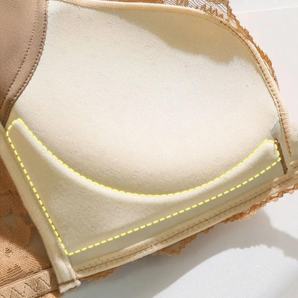 Sweet Push Up Front Button Lace Bra Shockproof Breathable Wireless Deep V Bra Anti-sagging Lingerie Women Underwear Lady