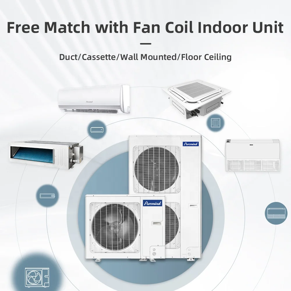 مكيف هواء سبليت متعدد المناطق VRF عالي الكفاءة 18000 Btu R410A نظام HVAC وحدة ملف مروحة تكييف الهواء المركزي