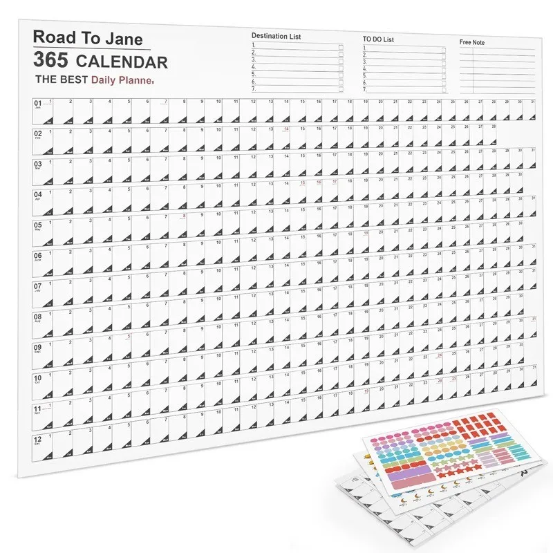 2024 Wall Hanging Calendar Kawaii Yearly Planner Sheet Memo Pad To Do List Agenda Schedule Organizer Check List Home Office