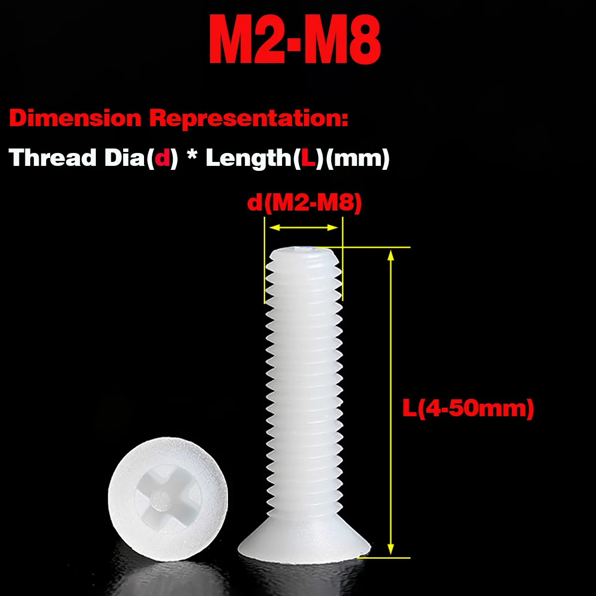 

Белый/черный нейлоновый винт с плоской головкой/крестообразные болты