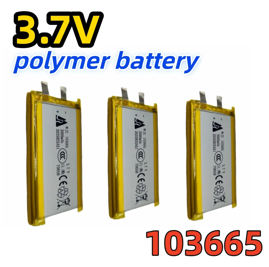 

3,7 В, 3000 мАч, 103665, перезаряжаемая полимерная литиевая батарея для светодиодных фонарей, записывающих устройств, камер PSP, динамиков Bluetooth и т. д.