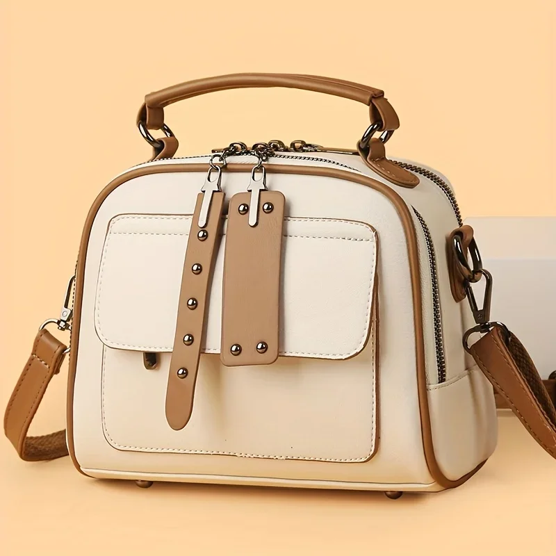 New Fashionable Women's Versatile Bag, Multi-layer Large Capacity Shoulder Bag, Simple Casual Leather Crossbody Bags