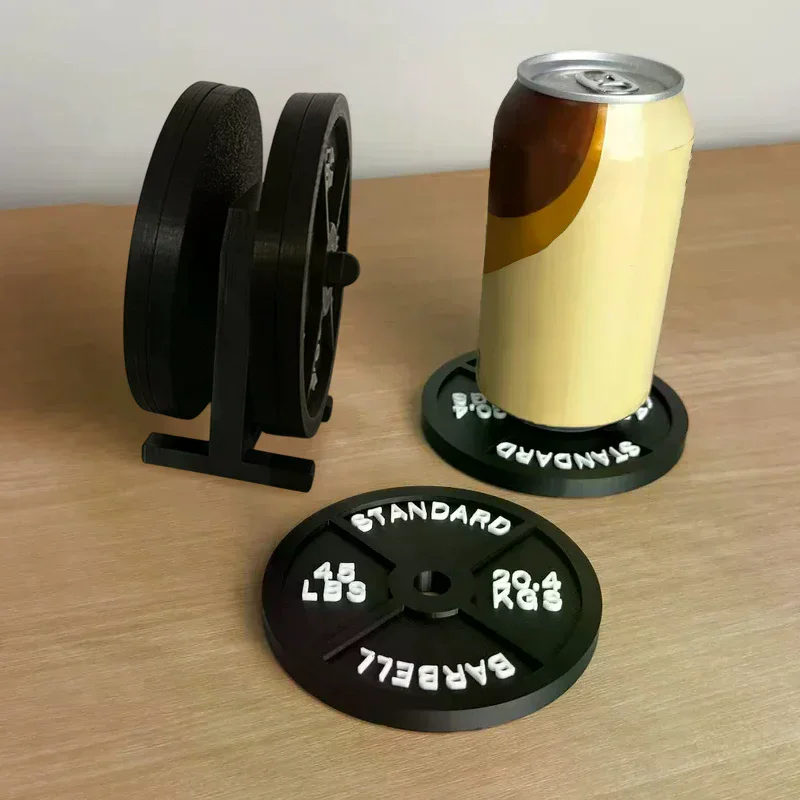 مجموعة قواعد أكواب للوزن مع أربعة قواعد أكواب سوداء للمشروبات الباردة الساخنة والمطابخ المنزلية واللياقة البدنية وصالات الألعاب الرياضية #1