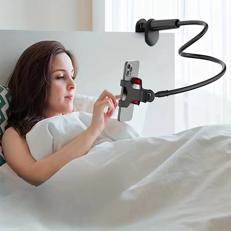 

Cell Phone Stand, Gooseneck Bedside Phone Holder Laying Down with Adjustable 360 Clamp Clip and Flexible Long Arm, Phone Holder