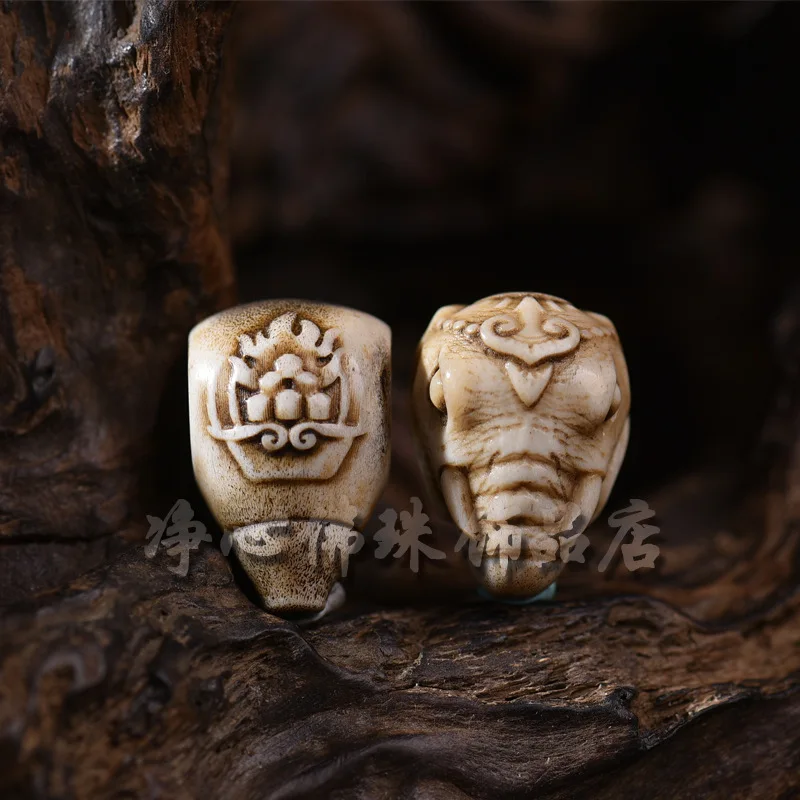Deer Antler Root-Fixed Three-Way Yellow Of Wealth Elephant God Buddha Bead Accessories