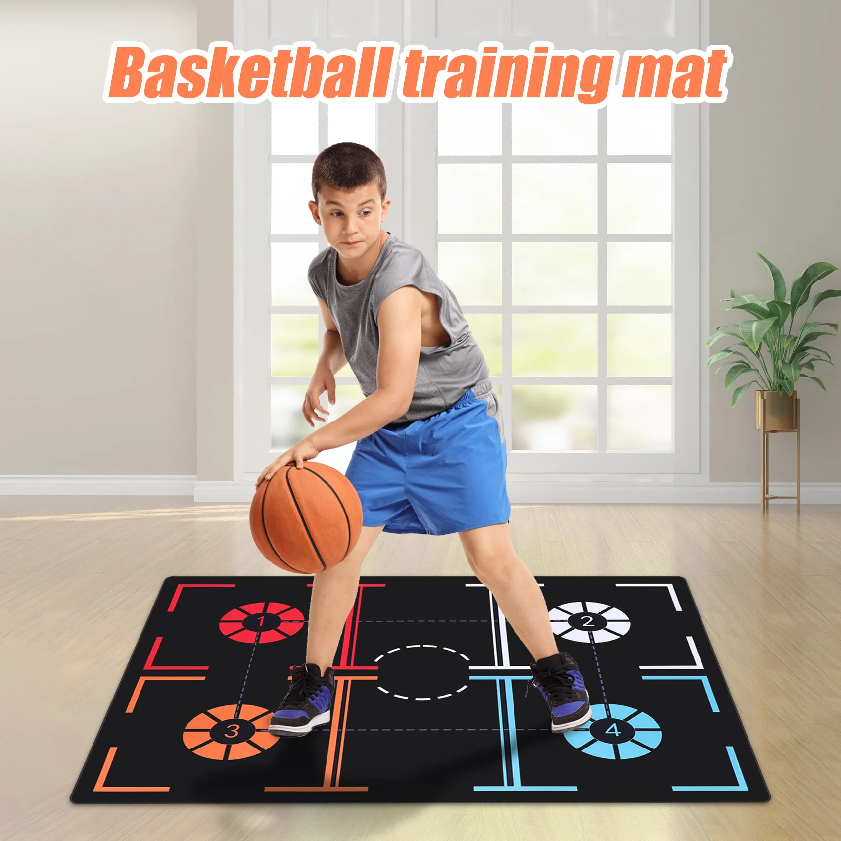 

TURE Standard Basketball Training Mat Non-Slip Foot Practice Mat Dribble Control Auxiliary Footstep Mat 108 X 76Cm For Adults