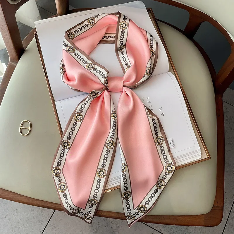 Luxus Lange Seide Schal Weibliche Tier Pferd Druck Dünne Schmale Schal Tasche Haar Band Band Schals Frauen Halstuch – Detail 19