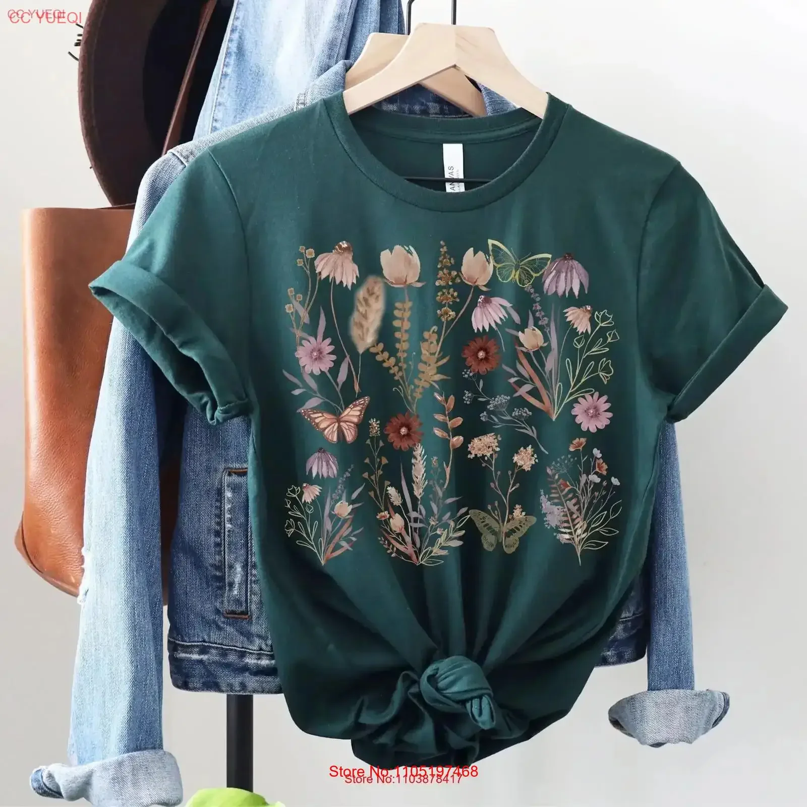 

Футболка в стиле бохо Wildflower Wild Flower Cottagecore Plant Mom Aesthetic Garden Lover Топ с цветочным принтом в винтажном стиле, винтажная стираная