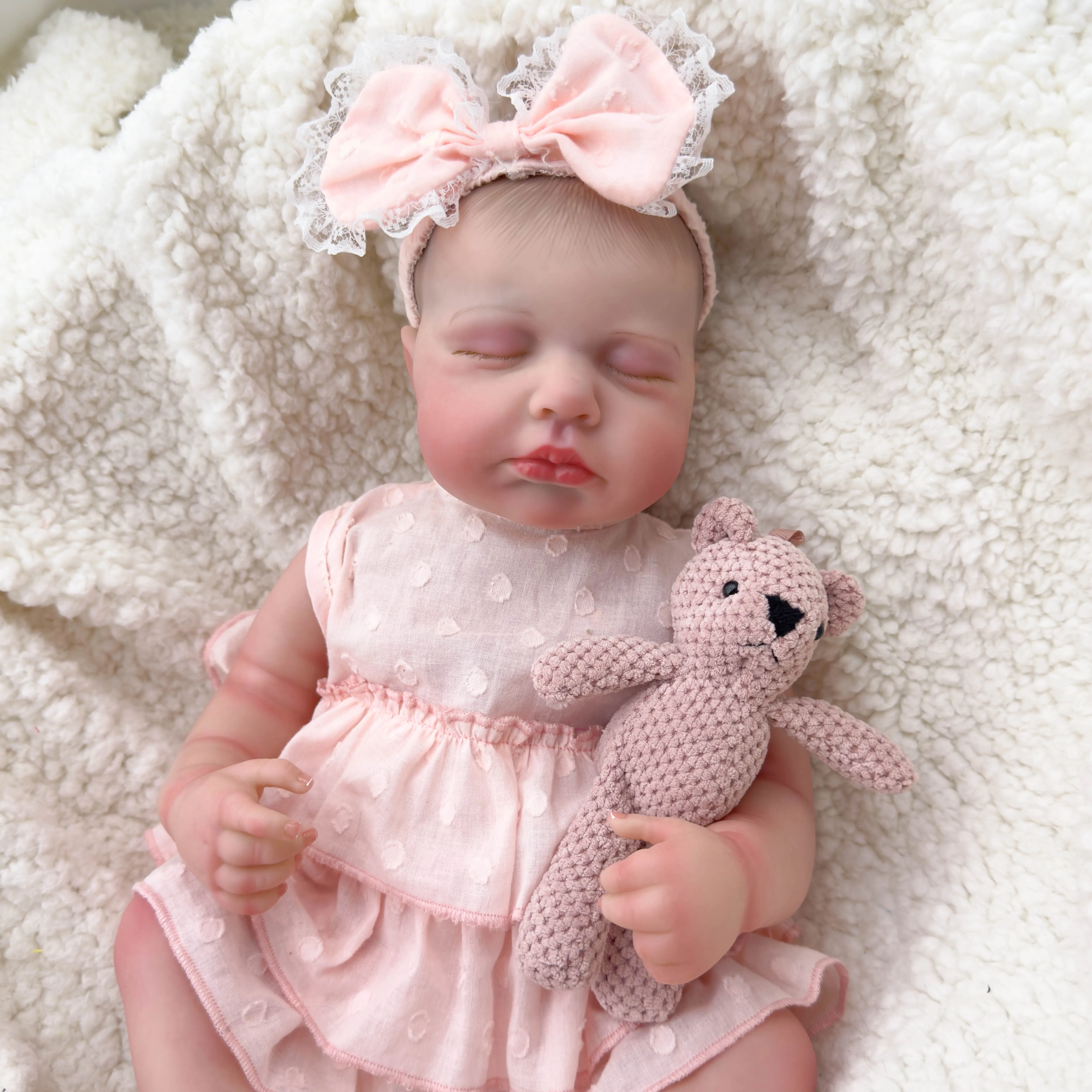 NPK 49CM Full Body Loulou Newborn Baby Doll Reborn Soft Flexible vinyl 3D Skin Tone Hand Painted with Visible Veins