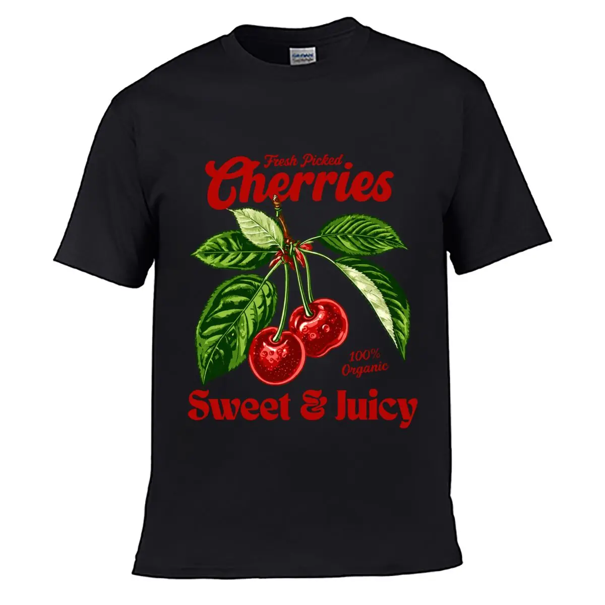 Fresh Picked Cherries 100 Organic Sweet Juicy Solid Washed Vintage Tee Distressed Loose
