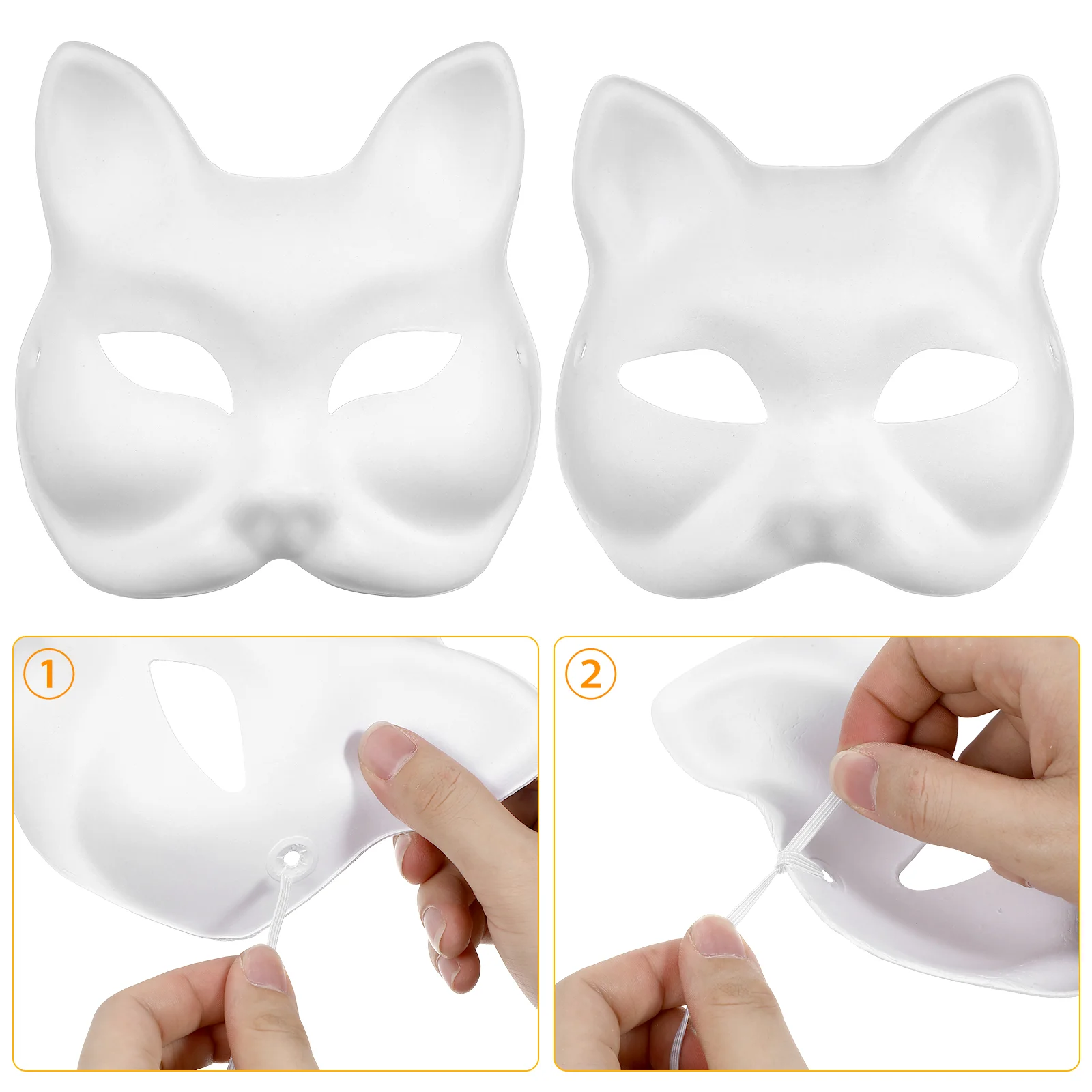 10 ชิ้น Blank Mask ตกแต่งฮาโลวีน DIY หน้ากากกระดาษพรหมภาพวาดมือแมวเด็กคอสเพลย์สําหรับผู้ใหญ่