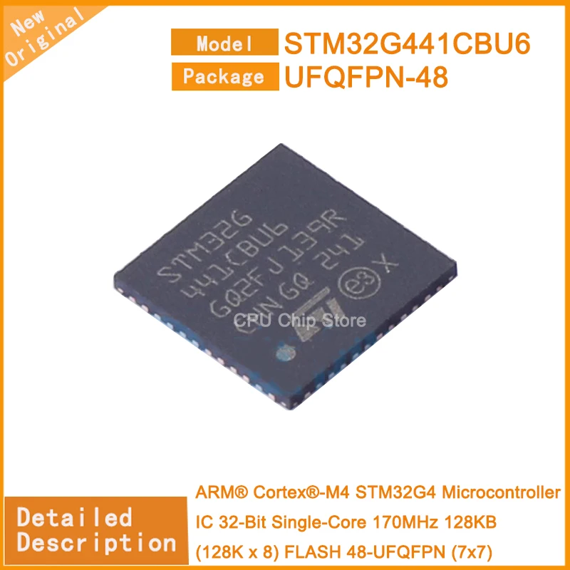 

5Pcs/Lot New Original STM32G441CBU6 STM32G441 Microcontroller IC 32-Bit Single-Core 170MHz 128KB (128K x 8) FLASH 48-UFQFPN