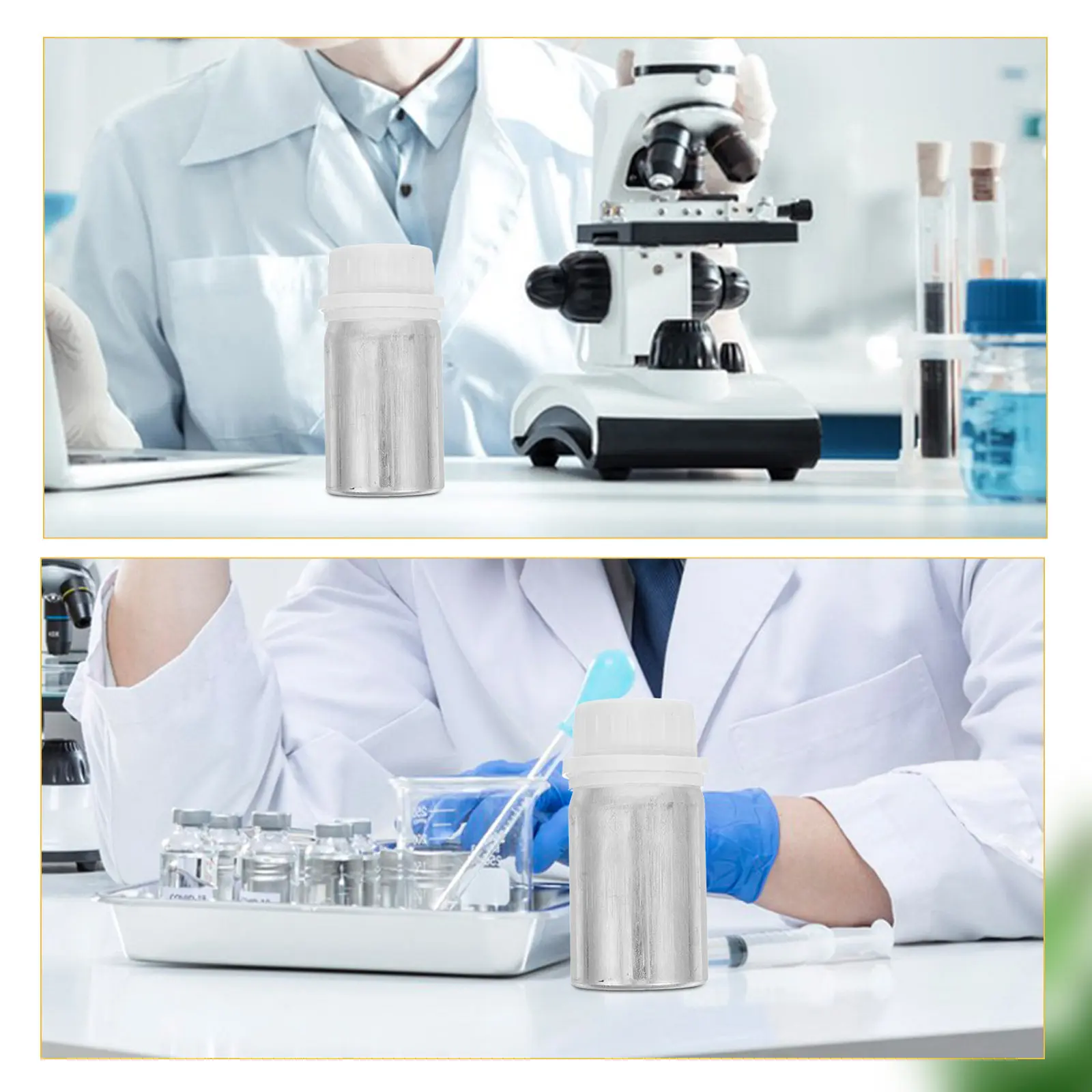 10Pcs 50Ml Aluminum Anti-Theft Sample Bottles Polished Screw Cap Leak Proof Reagent Storage Containers Laboratory Shipping