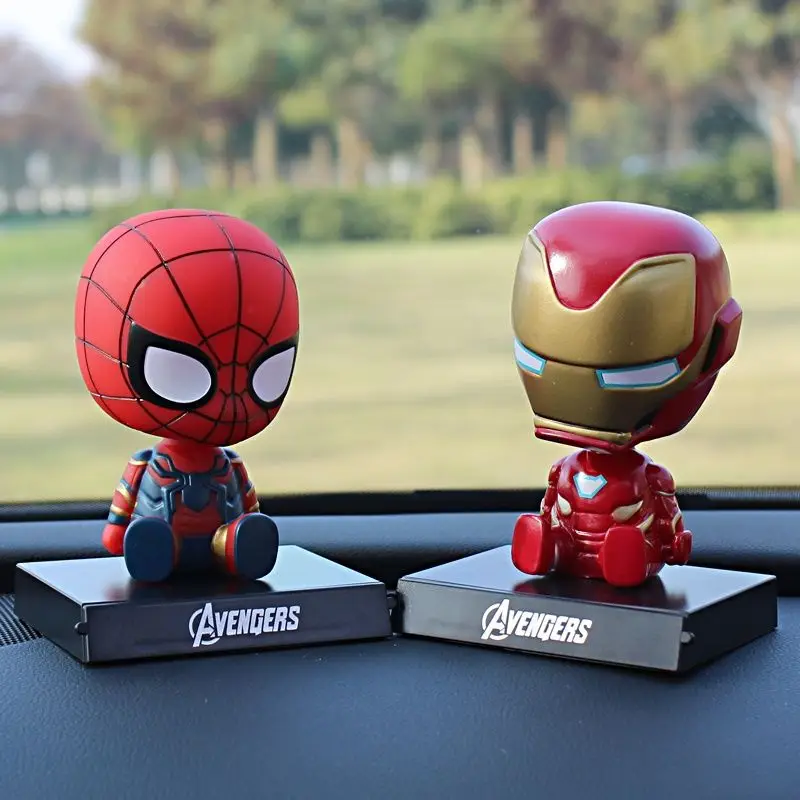 Avengers Car Ornament Bobblehead Doll Iron Man Car Interior Decoration Spider-Man Figure Marvel Car Ornament Surprise Gift