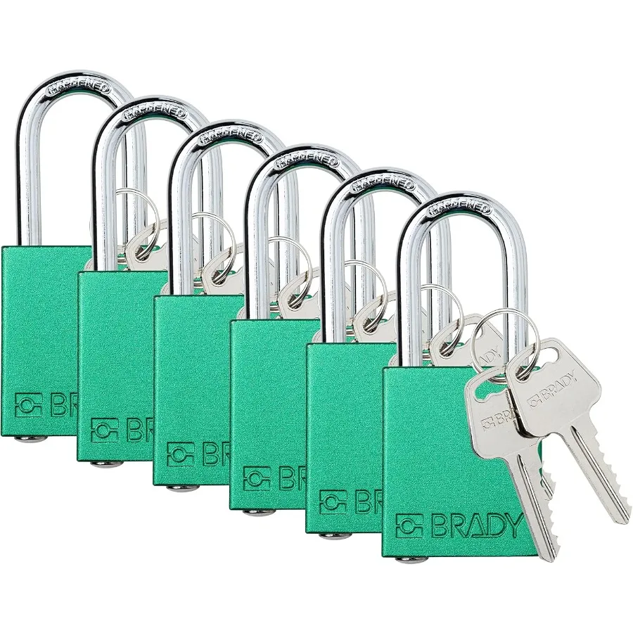 

Safety Lockout Padlock Sets - 6 Pack Green Keyed Different Safety Lockout Padlocks with 2 Keys per Lock for Industrial Maintena