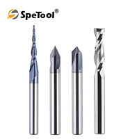 SpeTool Set of 4 Milling Cutter Set 6 mm Shank Solid Carbide CNC Milling Cutter Spiral Cutter End Mill for Wood Engraving Router