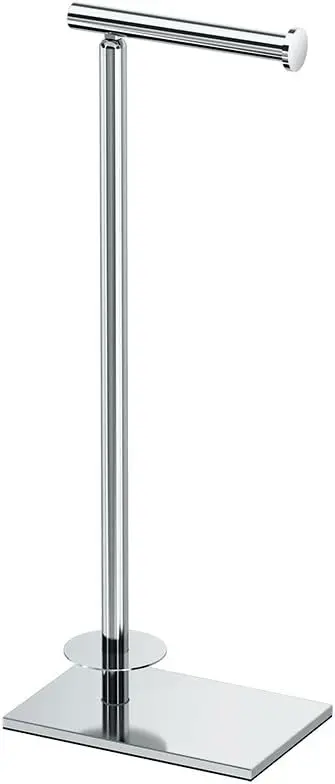 

Modern Square Base Toilet Paper Holder Stand with Storage, Chrome Finish, 21.13 Inches Tall