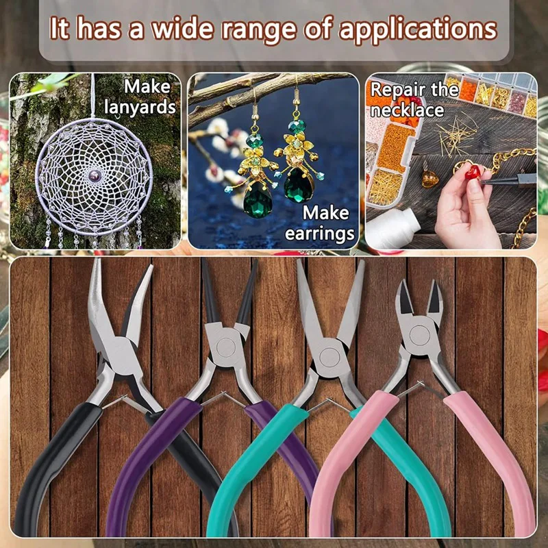 Jewelry Pliers Set Includes Needle Nose Pliers Round Nose Pliers Bent Nose Pliers Wire Cutter