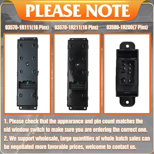 Imagen 2 del producto Botón de interruptor de Control de ventana eléctrica para Hyundai Accent Solaris 2010-2017 Hyundai i25 Accent 93570-1R111 93570-1R211 93580-1R200