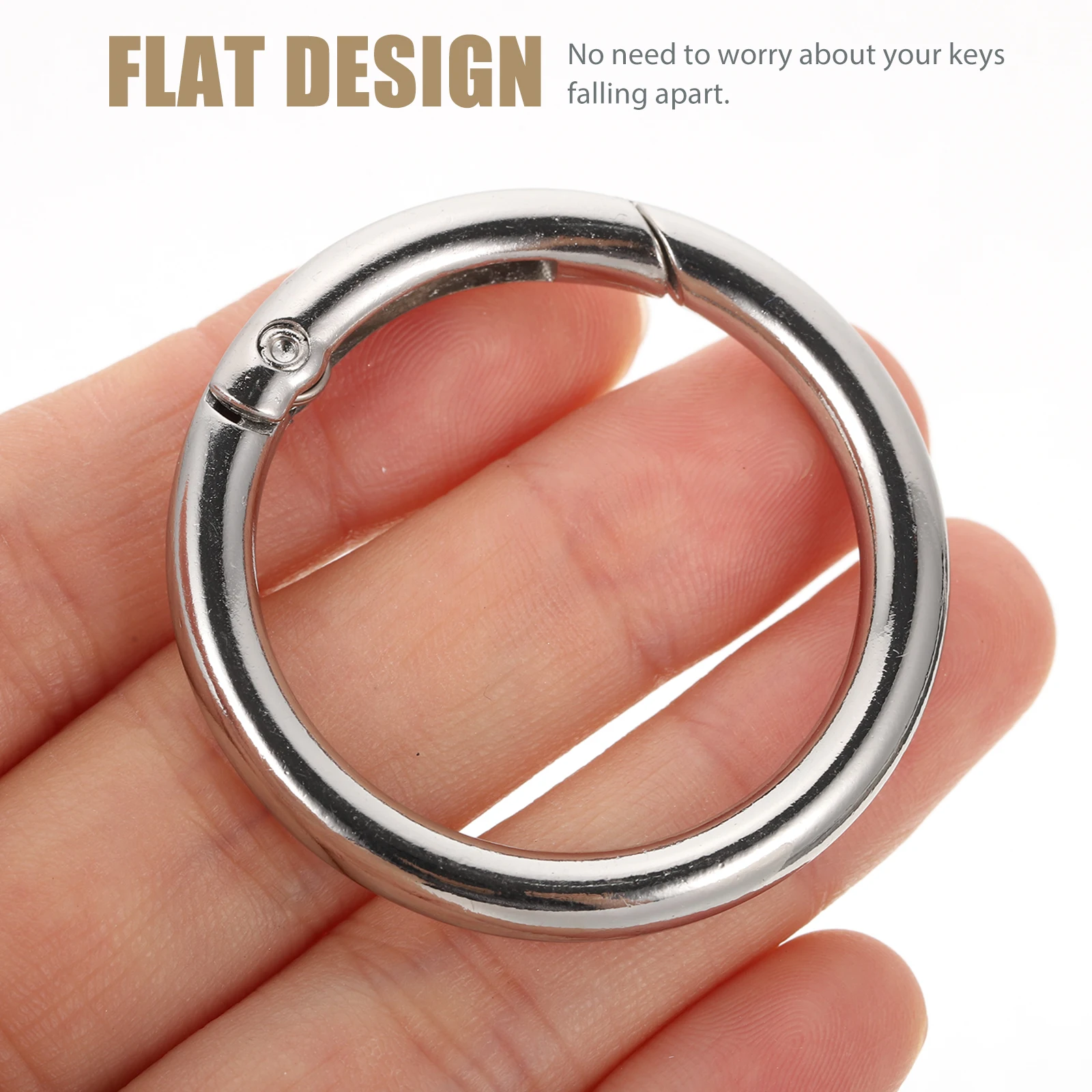 

10 Pcs Spring Buckle Key Rings Flat Design Alloy Securely Closed Metal Rings Jewelry Crafts Accessories