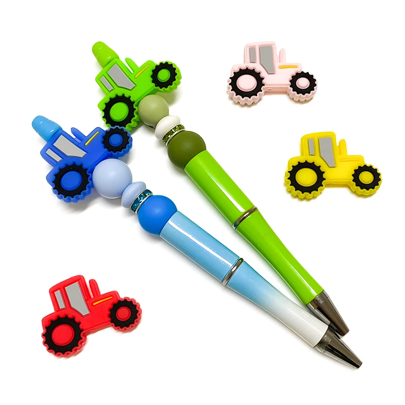 10pcs Mini Silicone Care Tractor Teething Beads Health Care Chewing Silicone Beads Gift