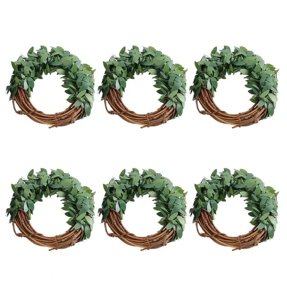 Rustic Napkin Rings Rattan Leaf Wreath Napkin Rings Set for Farmhouse Table Decor Greenery Napkin Holders for Thanksgiving