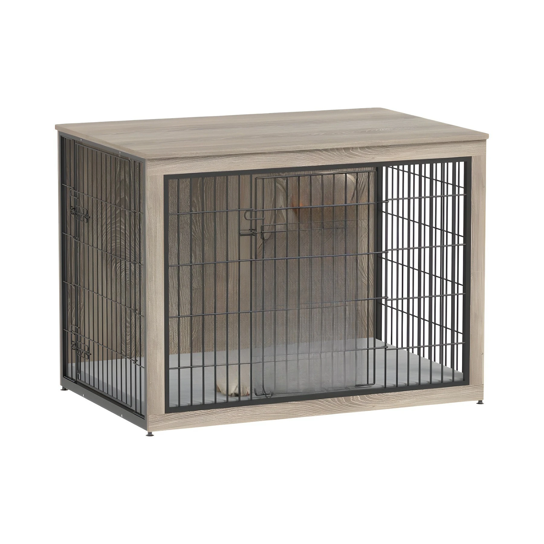 Wooden dog cage Household indoor small and medium dog cage Double door fence