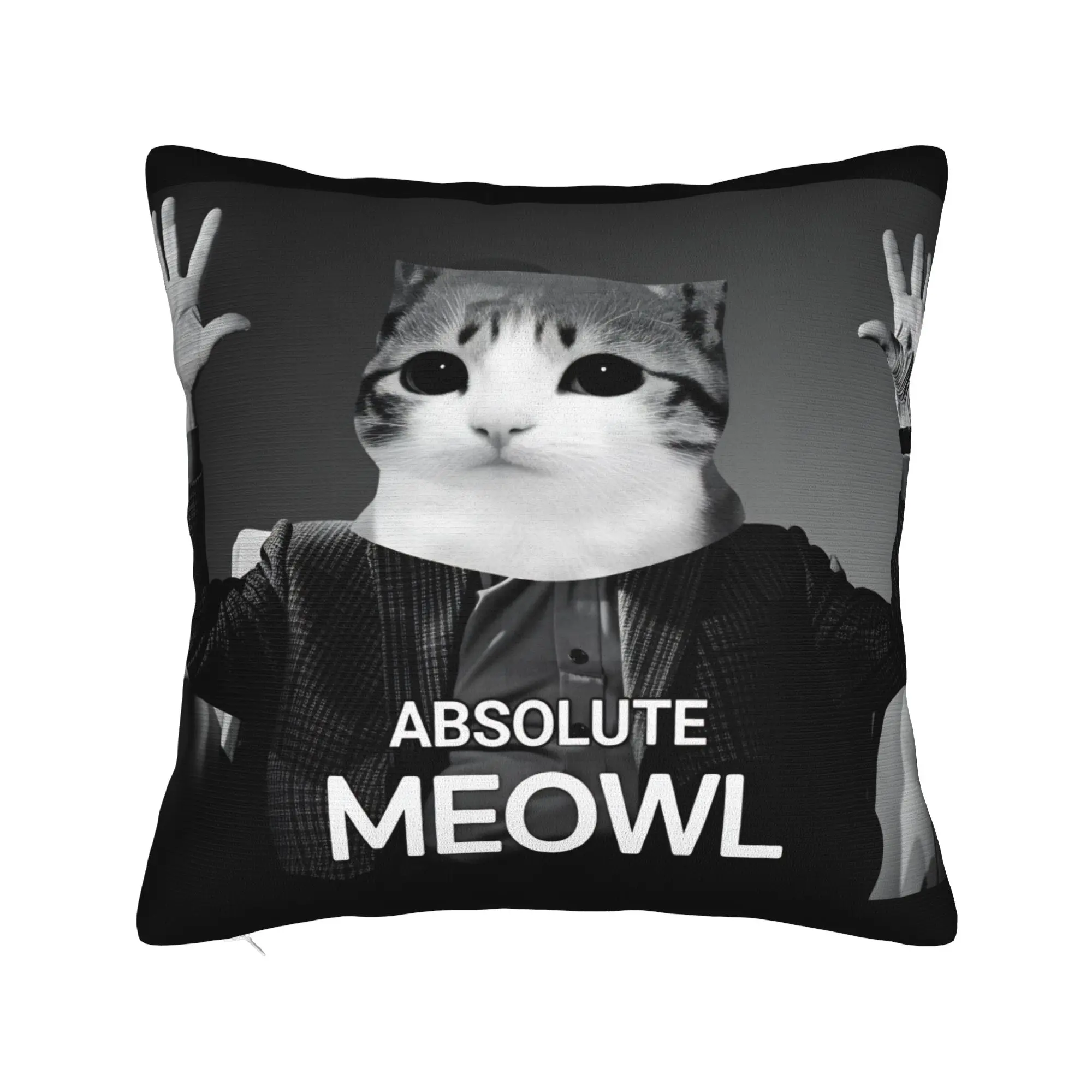 Absolute Meowl Meme Cat Pillow Cover  Comfy Cushion Cover Vintage Pillow Case For Living Room Bed Chair