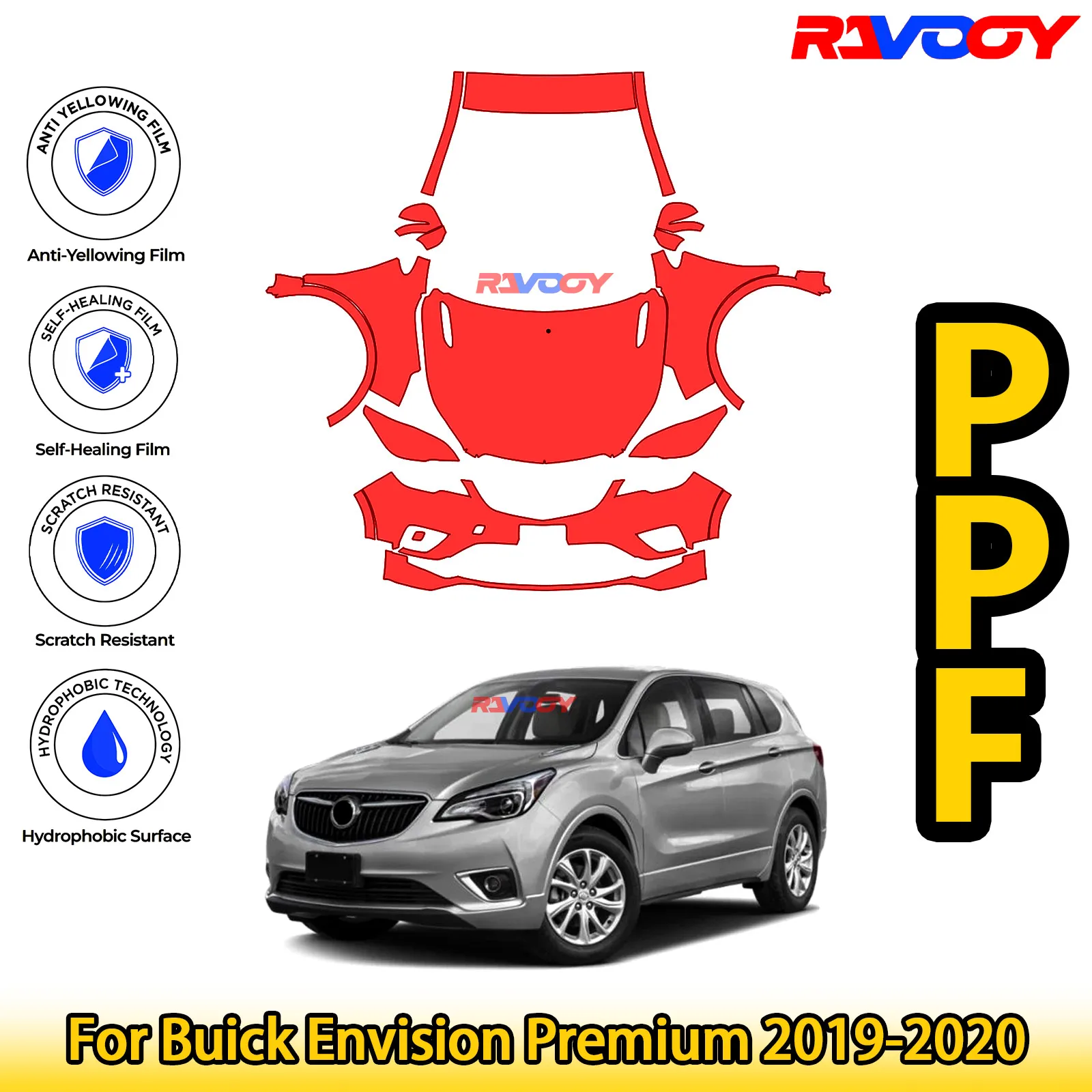 

For Buick Envision Premium 2019-2020 Glossy Matte Black Precut front PPF Kit Paint Protection Film