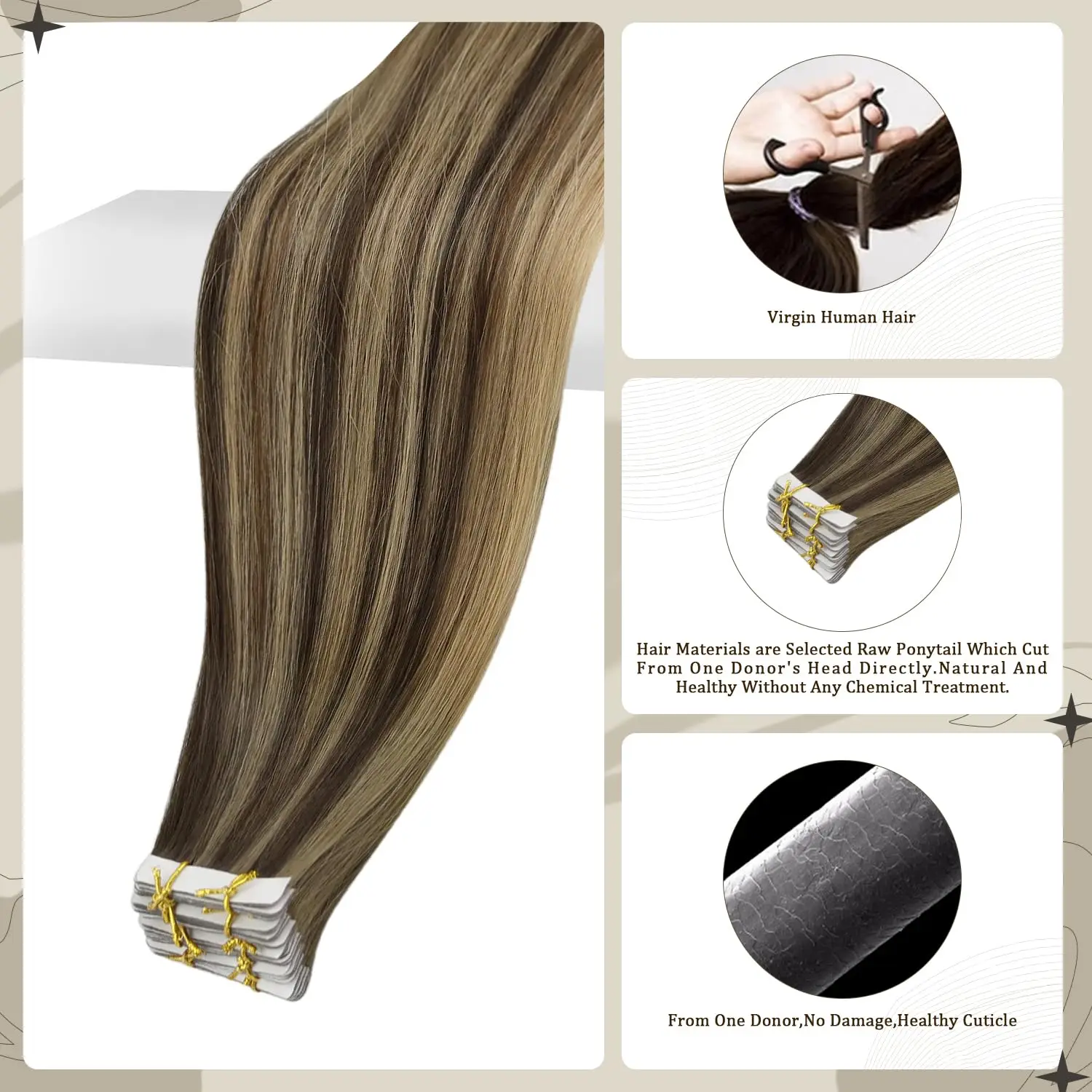 Full Shine Hair Injection Tape in Hair Extension Human Hair Seamless Tape in Hair Extensions Invisible Virgin Hair Extensions