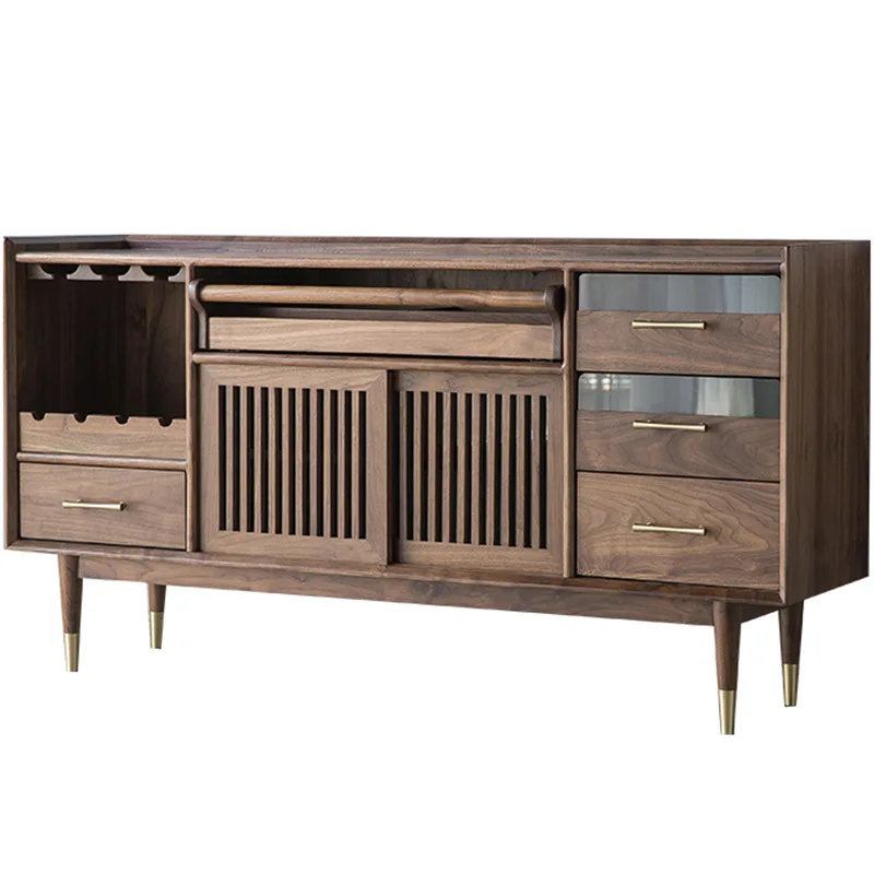 

Black walnut dining side cabinet Multifunctional restaurant tea cabinet Nordic light luxury wine cabinet