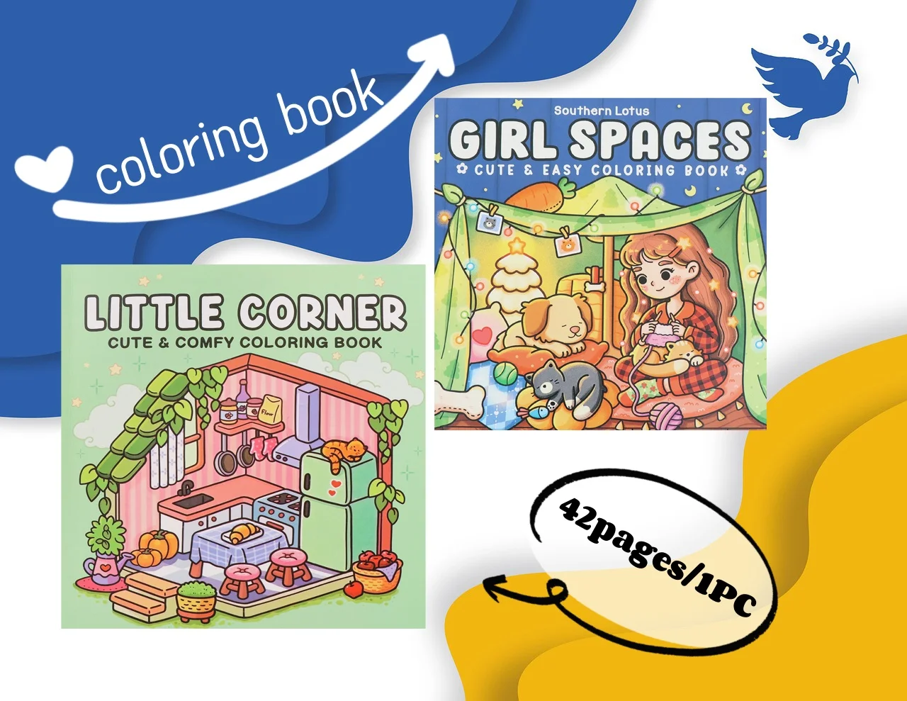 

Sweetheart Coloring Book - Warm girl life coloring book and warm scene bookstore, bedroom, living room
