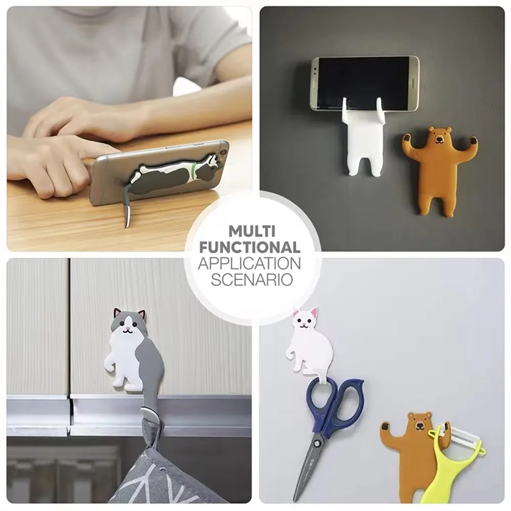 Wall Key Holder Adhesive Wall Hooks Animal Fridge Hooks for Keys Wall-mounted Keychain Hanger  Removable Kitchen Hook Home Decor