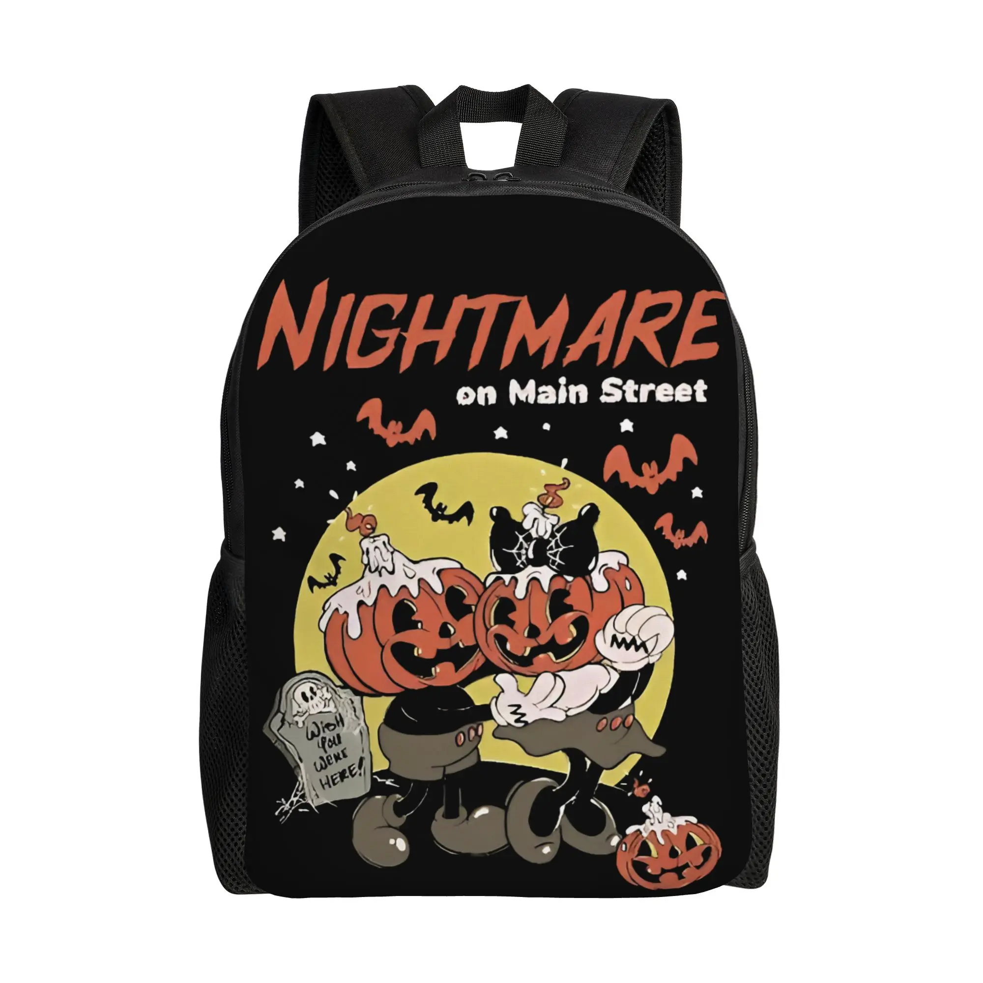 Pumpkin Mainstreet Vintage Backpack for Men Women Casual High School Business Daypack Halloween Nightmare College Canvas Bags
