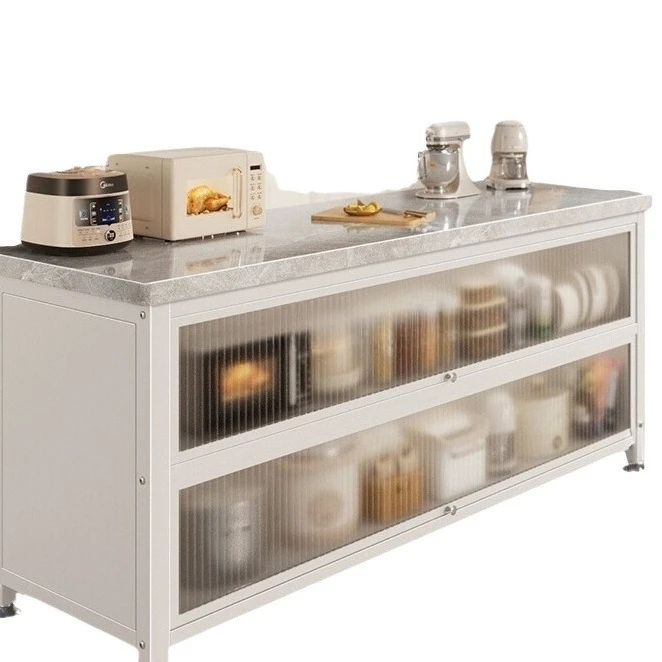 

Kitchen shelf rock slab floor-to-ceiling multi-layer storage microwave oven multi-functional dining side storage cupboard