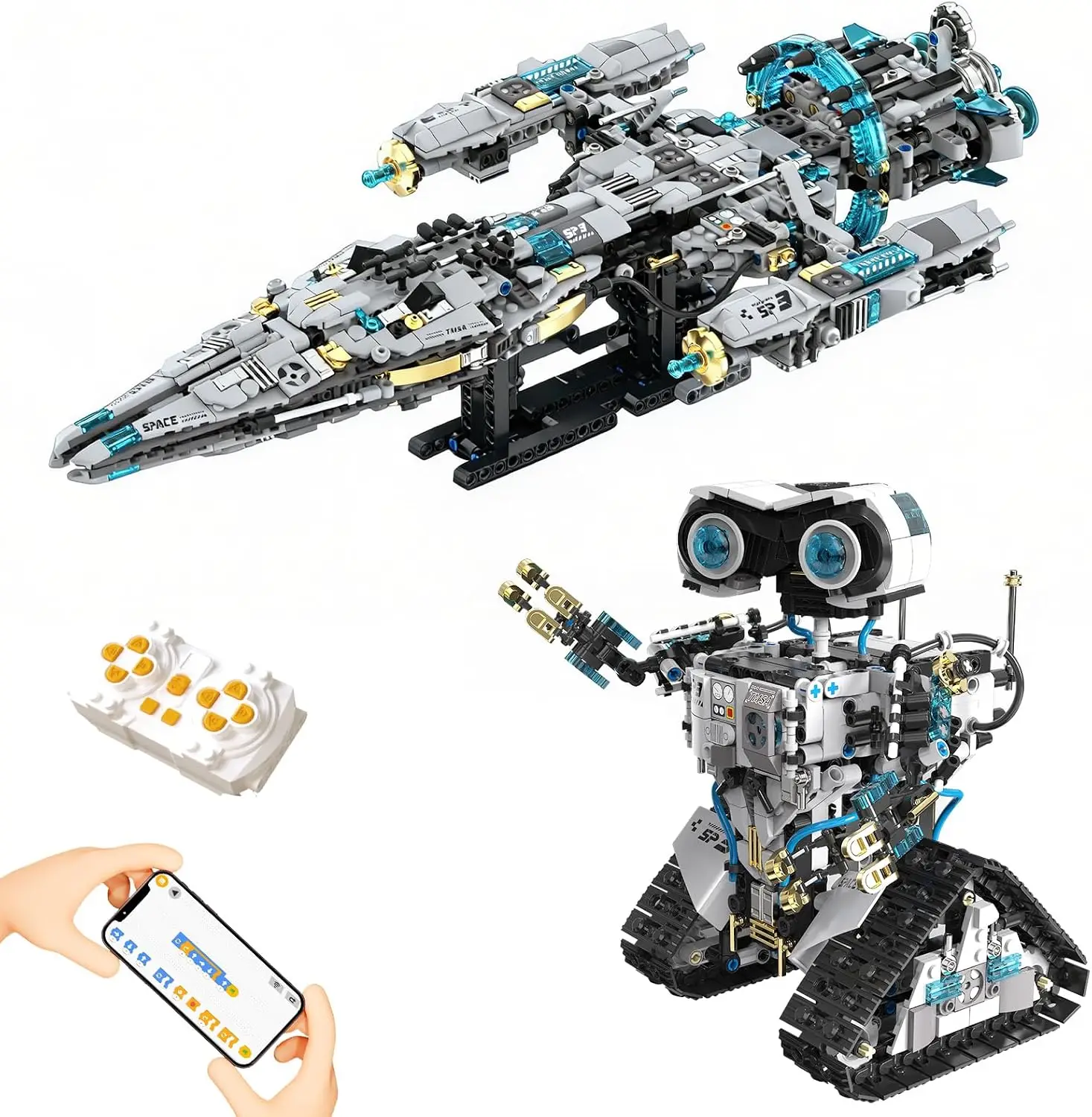 2 In 1 Stem Robot Building Kit App Remote Control Space Robot Coding Robotic Engineering Technic Science Educational Gift Kids B