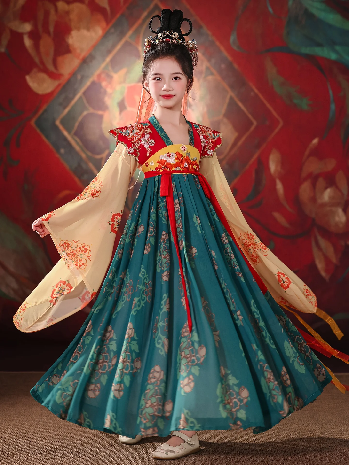 

Детская юбка-ханьфу для принцесс, традиционный костюм для танцевальных выступлений, классический наряд для девочек из детского сада, осенняя новинка