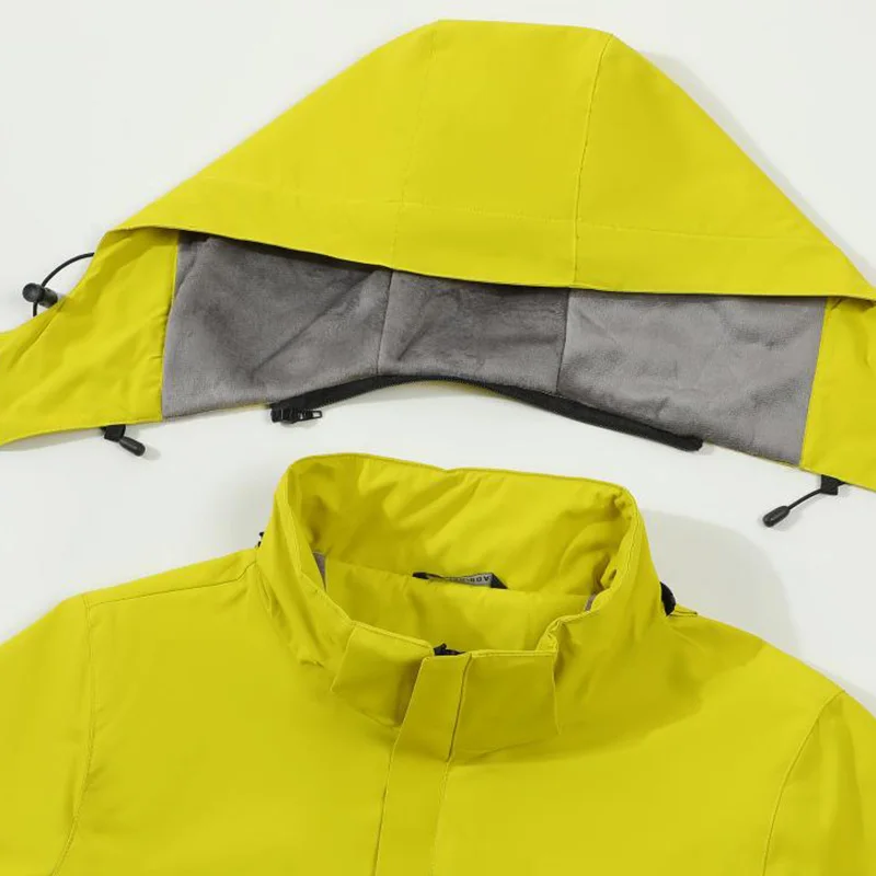 Logo gratuito personalizza giacca termica resistente - Cappotto foderato in pile con cappuccio staccabile, fodera in peluche a doppio tessuto 75D invernale all'aperto