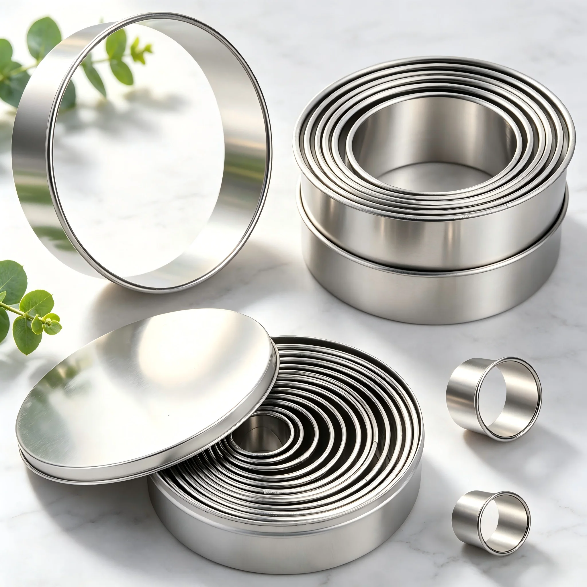 Cookie Cutter Set 11/12Pcs Rolled Edge Round Food Grade Stainless Steel Mousse Ring Mold for Cake Mousse Donut Fondant Baking