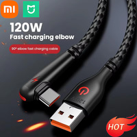 Xiaomi 120W 2M Universality USB To Type C Cable 90 Degree Elbow Mobile Phone Super Fast Charging For iPhone Samsung Charge Cord