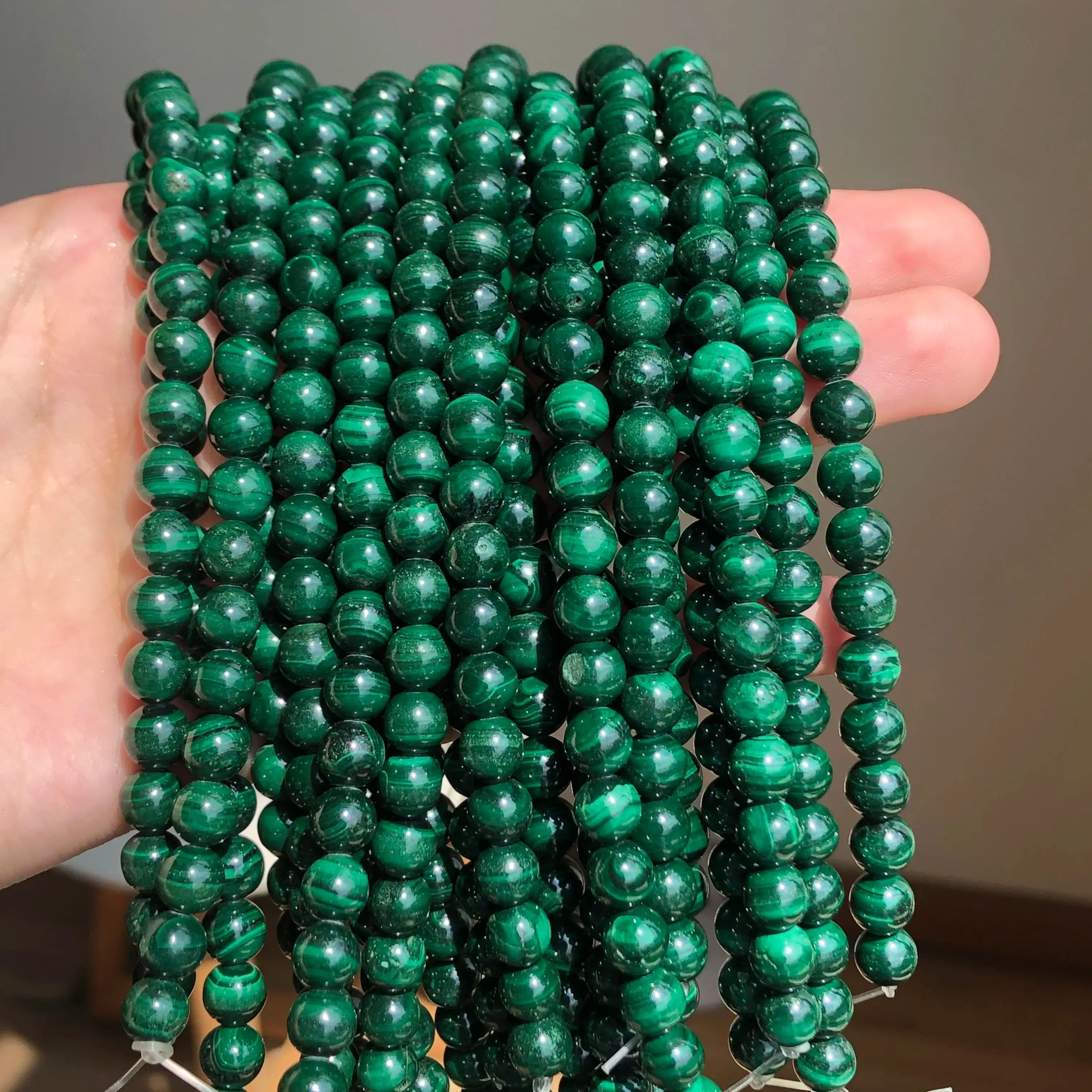 AAA Natural Malachite Round Loose Stone Beads Fit DIY Bracelet Necklace Needlework Beads For Jewelry Making 6 8 10 12 mm 7.5inch