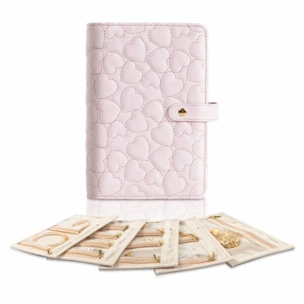 

Leather Jewelry Storage Book Waterproof Transparent Jewelry Packaging Brochure Partition Love Heart Necklace Binder Display Box
